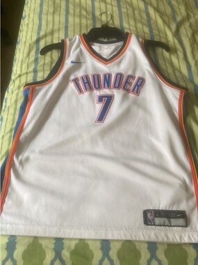 Nike Oklahoma City Thunder White Basketball Jersey with Blue and Orange Trim